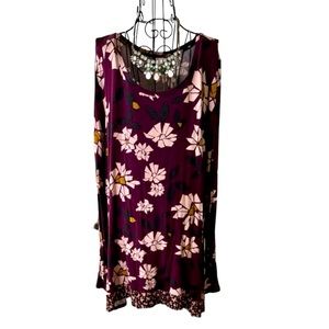 LOGO by Lori Goldstein cotton blend floral tunic-Size XL